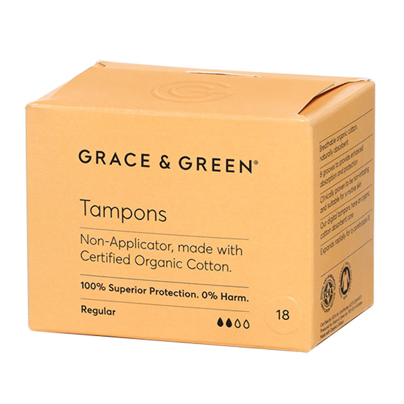 Grace & Green Organic Cotton Non-Applicator Tampons (Light to Medium Flow) - 15