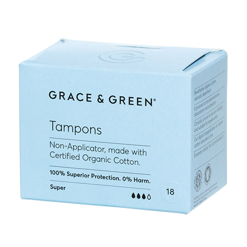 Grace & Green Organic Cotton Non-Applicator Tampons (Medium - Heavy Flow) - 15